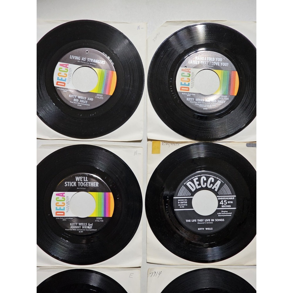 Kitty Wells 45 Rpm Vinyl‎ Record Lot, Qty 10, Decca Records, Great Country Duets - Picture 2 of 10